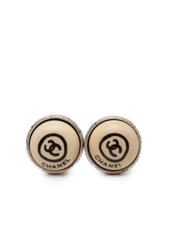 Chanel Cc Logo Round Earrings Silver- #287750C58B
