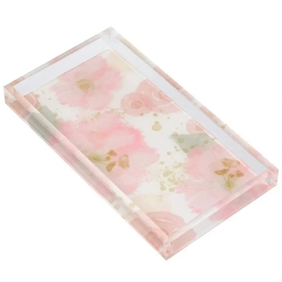 Acrylic Catch all Jewelry Tray Floral Design NEW