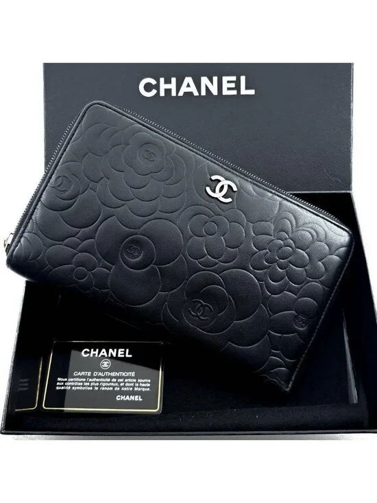 Chanel Wallet Camellia Zip Around