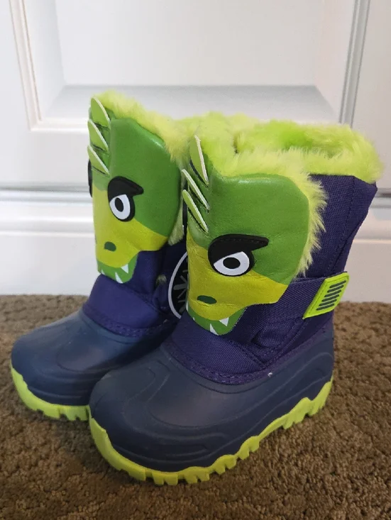 Toddler Boys Falls Creek 3D Dinosaur Winter Boots Faux Fur Lining Size 7 8 NWT