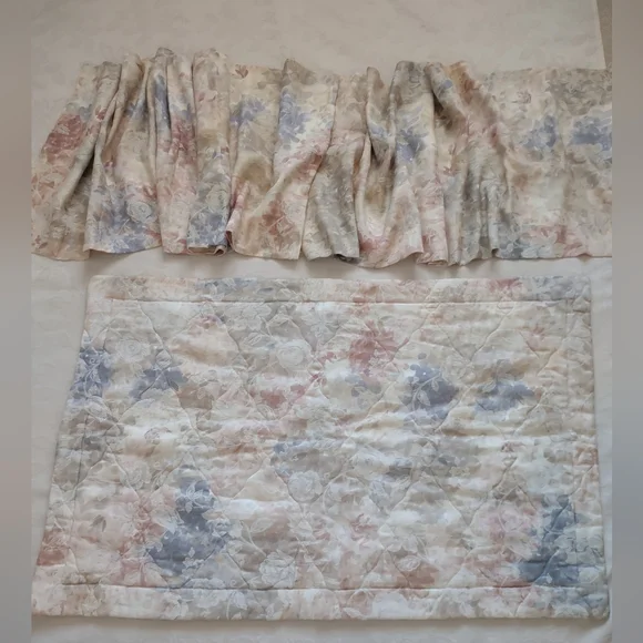 4 Items Set Jacquard Floral JCPenny Vintage Pillow Sham + Valance