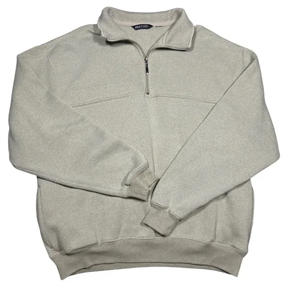 Y2K PGA Tour Mens Quarter Zip Pullover Sweater Sage Green Long Sleeve Mock Neck