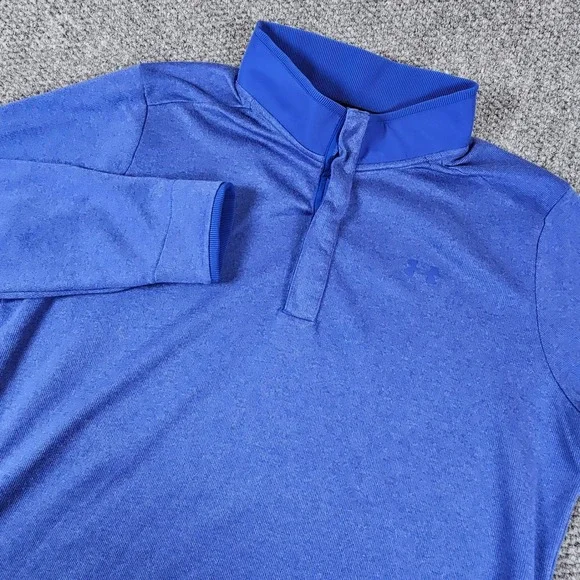 Under Armour Golf ColdGear 2XL Blue Heather Snap Mock Neck Pullover Mens XXL