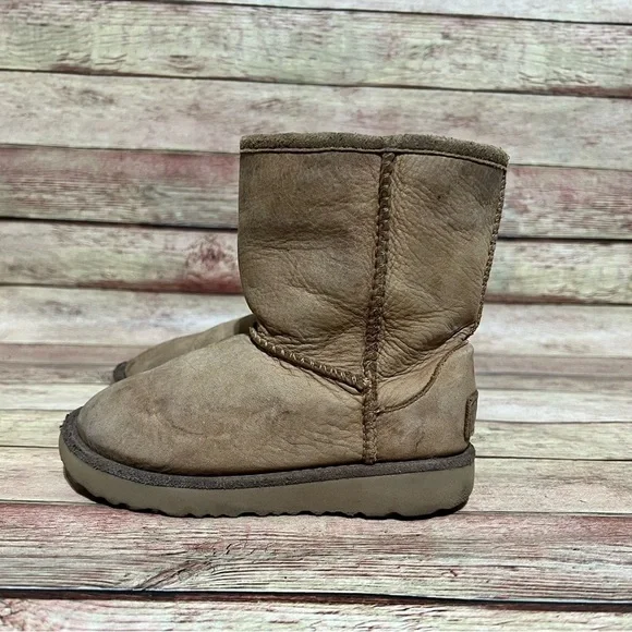 Ugg Brown Leather Classic Short Boots