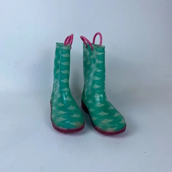 Lilly‎ of New York Loop Handle Rain Boots Toddler Girls Size 1 Mint Green Rubber