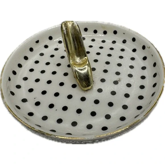 Tri-Coastal Design Ceramic Ring Dish Gold High Heel Polka Dot Trinket Tray 2015