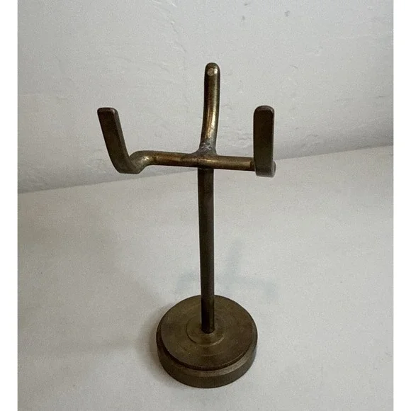 Vintage Brass Pocket Watch Stand T-Bar Jewelry Tree Ring Holder Display Rack