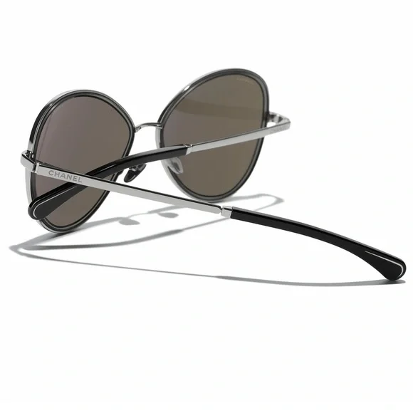 Chanel Butterfly Silver Frame Sunglasses