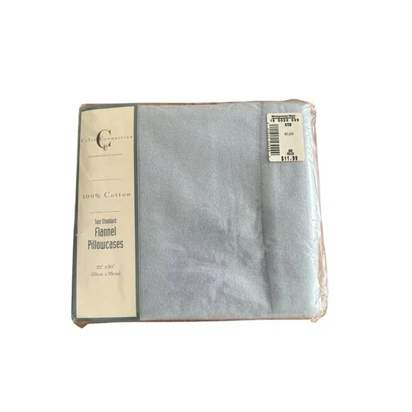 Two Standard Flannel Pillowcases 100% Cotton 22
