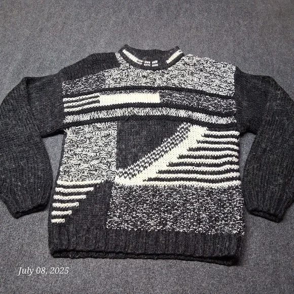 * Vintage Street Scenes Heavy‎ Weight Sweater Men Size Large Geo Pattern