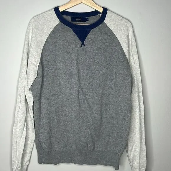 Men’s Large JCrew Grey Navy Colorblock Sweater