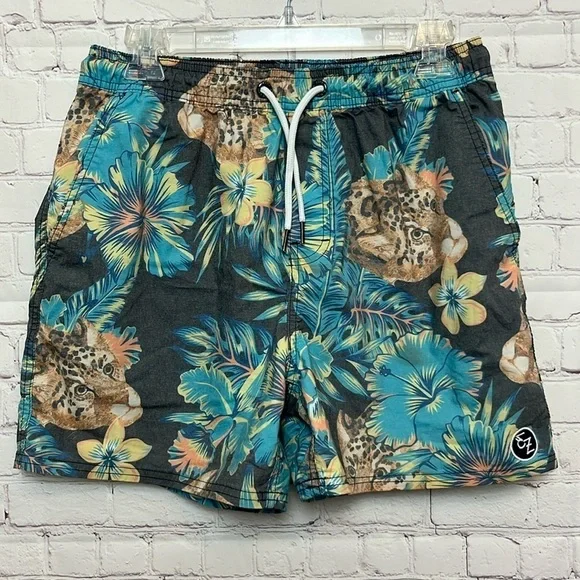 Ezekiel Jungle Cat Print Swim Trunks