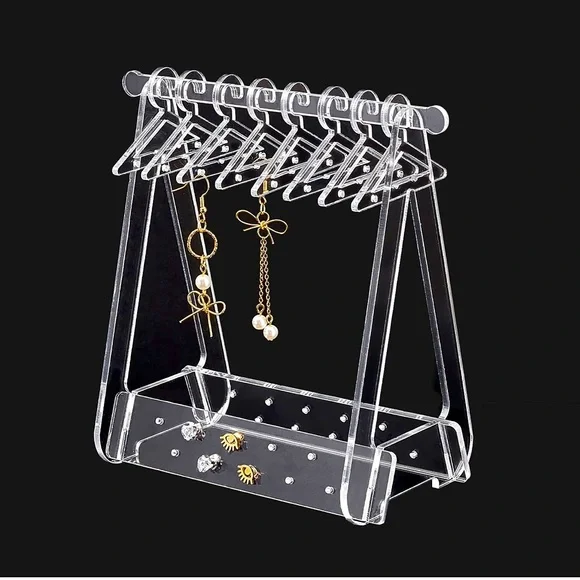 Clear Acrylic Jewelry/Earring Organizer Adorable little hangers NIB