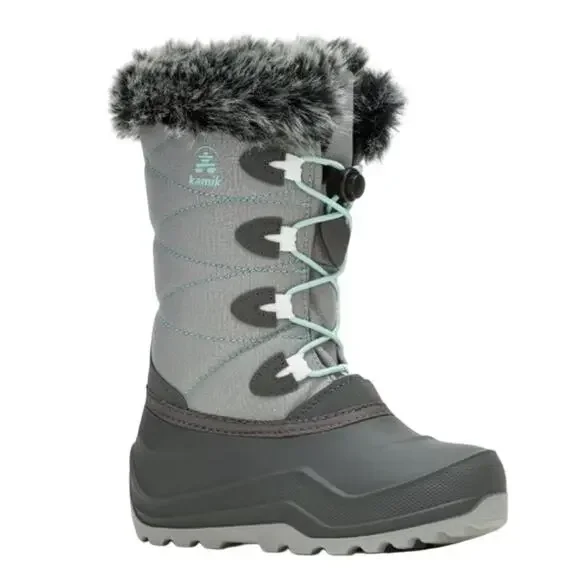 Kamik Kids SNOWANGEL Boots US 7 EU 39 Grey Blue Fleece Insulated Waterproof NIB