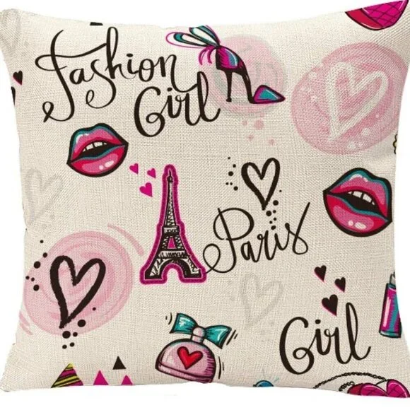 PARIS FASHION GIRL PILLOW CASE