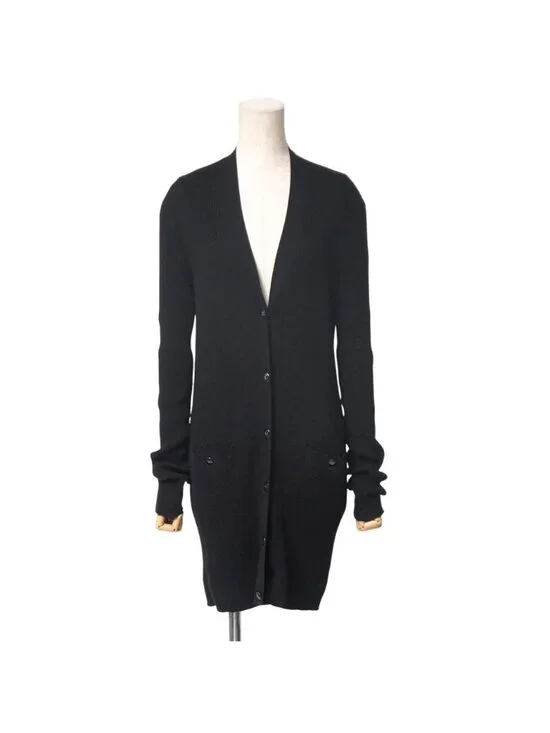 Chanel Knit 38 Long Cardigan CC Logo Button