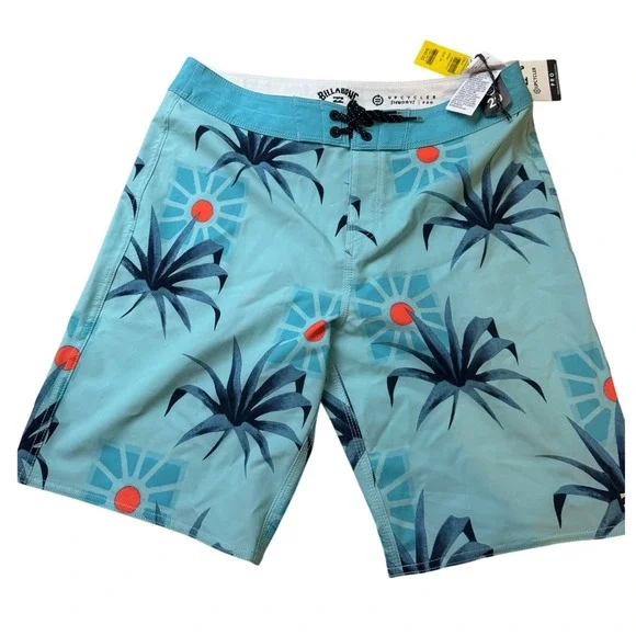 Billabong Upcycler Sundays Pro Boardshorts Blue‎ Palm Print – Size 29 NWT