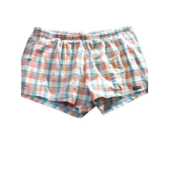 Men's Plaid Swim Trunks - Coral & Blue(Different Color Same Length) (38)