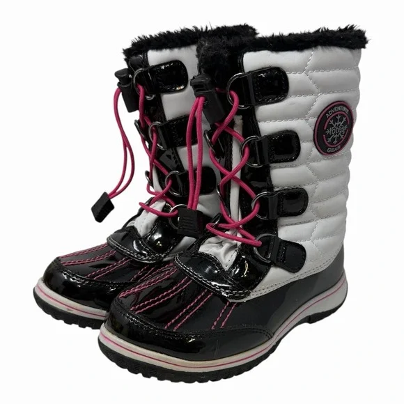 Totes Adventure Gear Girls Black & White Weatherproof‎ Winter Boots - Size 12