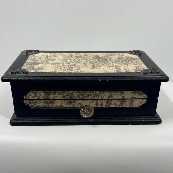 Vintage Decoline New York Black and Cream Decorative Box