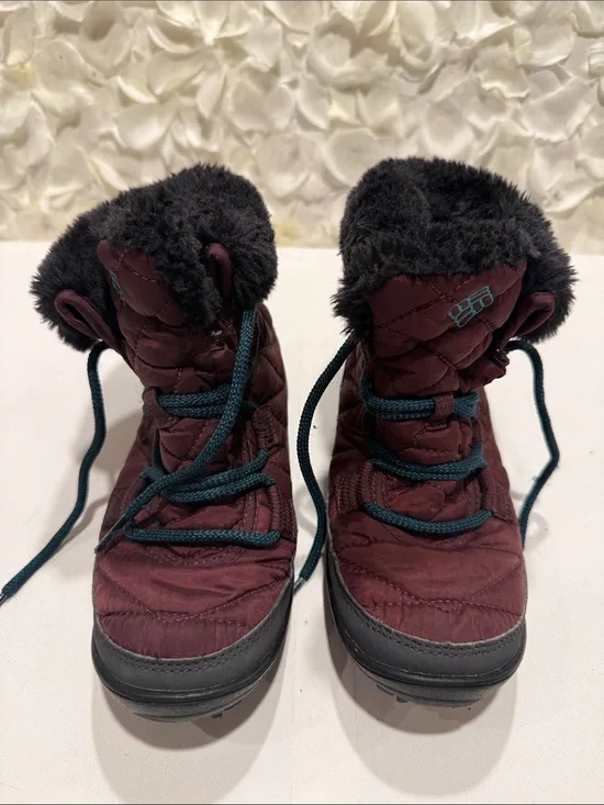 Columbia Maroon and Black Kids Snow Boots