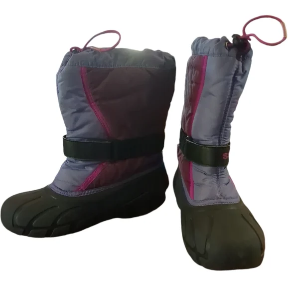 SOREL Purple and Black Pull On Drawstring Snow Boots