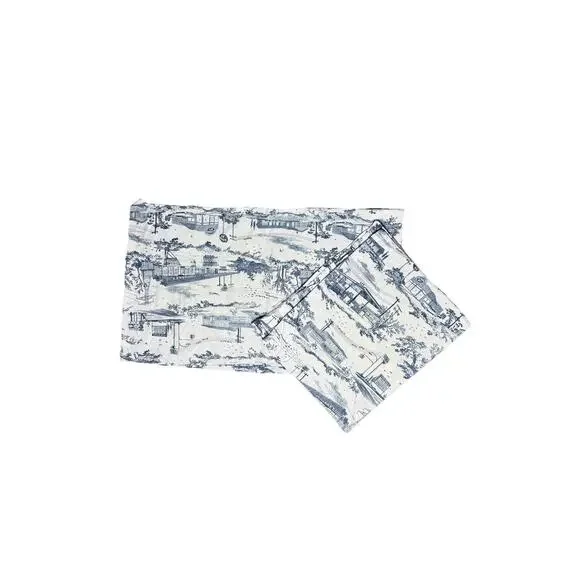Dirty Linens Co. Pair of Toile Pillowcases Blue White Toile Print Cotton 2