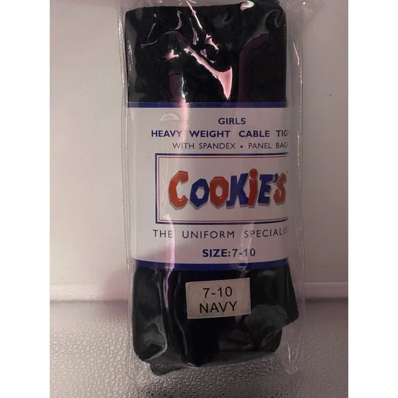 Cookies Girls Size 7-10 Navy‎ Heavyweight Cable Knit Tights 1 Pair NWT