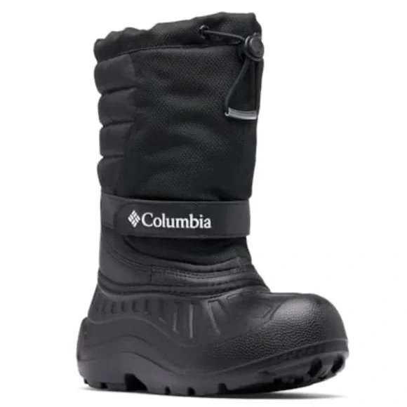 NWT  Columbia Youth Powderbug Snowlite Waterproof Snow Boot, Black/White