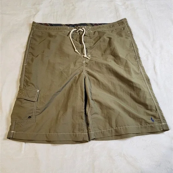 Polo Ralph Lauren‎ Men's Cargo Swim Trunks Board Shorts, Size Large, Khaki