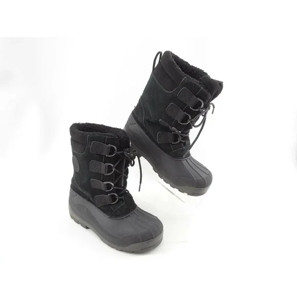 Lands End Youth Expedition Black Suede Snow Winter Boots Youth‎ Size 5