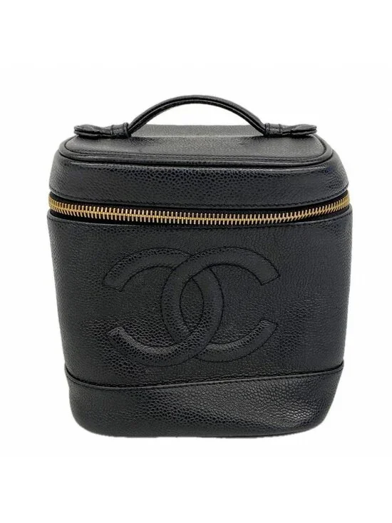 Chanel Vanity Bag Caviar Leather Black Gold