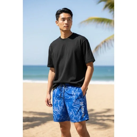 Hurley Tie Dye Swim Trunks Shorts Blue‎ Mens Large