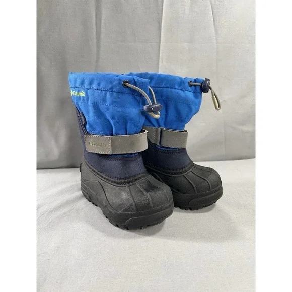 Columbia Powderbug Kids 8 Snow Boot Blue and Black Winter Outdoors