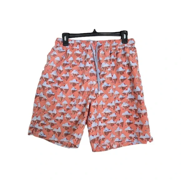 Peter Millar Swim Trunks Mens Large Orange Polar Bear Print Lined Seaside
