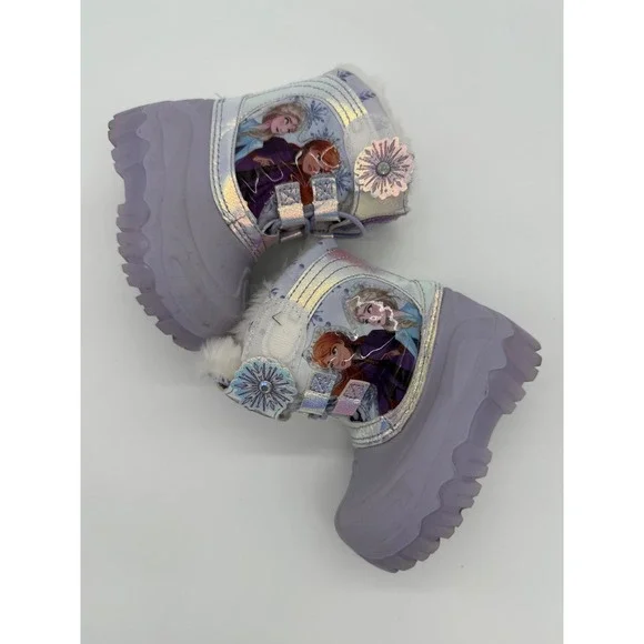 Disney Frozen Elsa Anna‎ Olaf Kids Winter Snow Boots Purple Size 5
