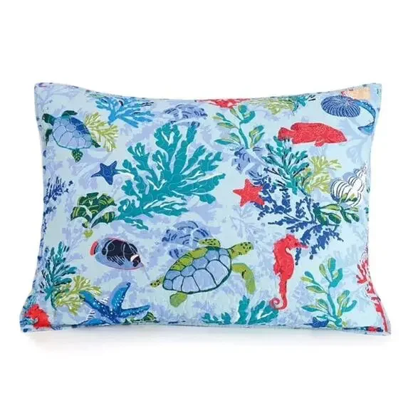 NEW Vera Bradley 100% Cotton Shore Thing Blue Misty‎ Surf KING Pillow Sham