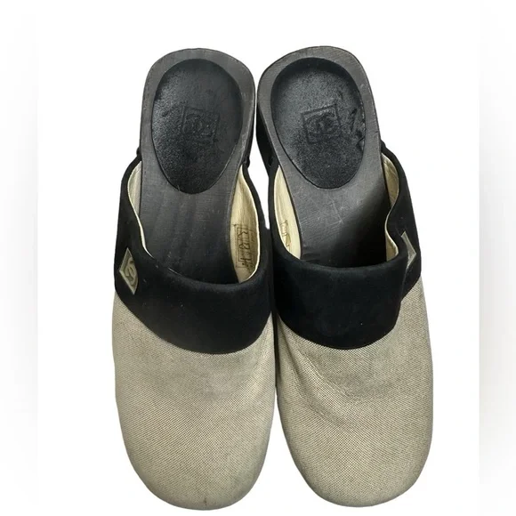 CHANEL Authentic Sports Line Sabot Sandals BeigexBlack COCO mark Women