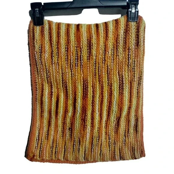 Homemade VINTAGE knitted pillow sham yellow, brown, orange
