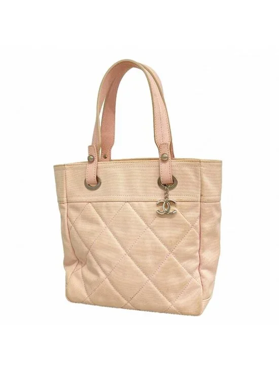 Chanel Tote Paris Biarritz Canvas Pink Silver