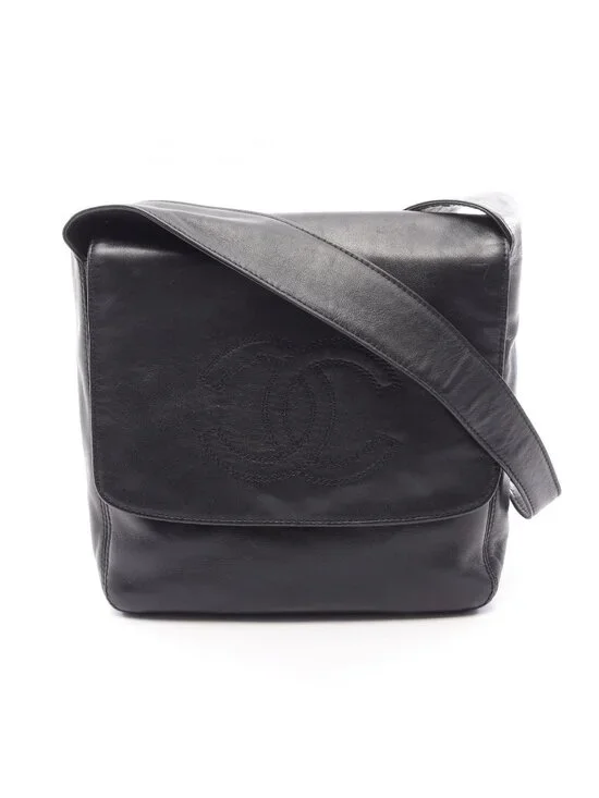 Chanel Shoulder Bag CC Logo Black Lambskin CC