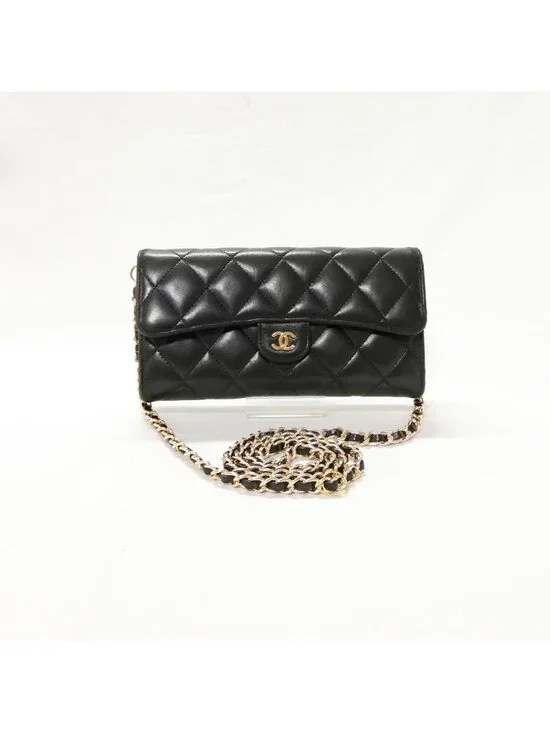 Chanel Lambskin Quilted Wallet Chain Shoulder