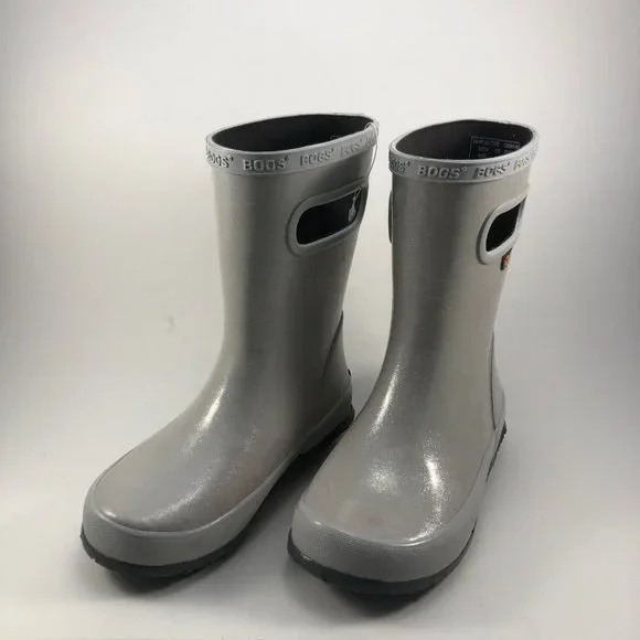 Bogs silver sparkly girls rain boots 12