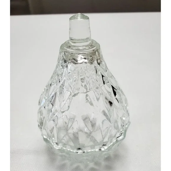 Vintage Clear Glass Trinket Dish E/Lid Top‎ Diamond Cut Jewelry Storage Ireland
