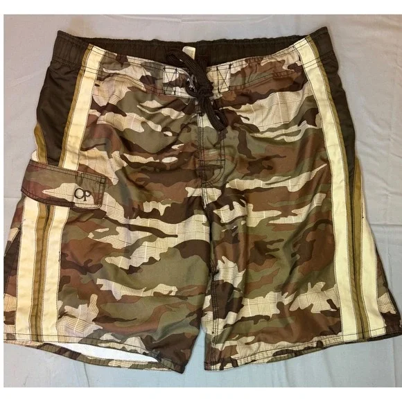 Y2K Ocean Pacific OP Camo Board Shorts Mens Large 36/38 Cargo Surf Swim Trunks
