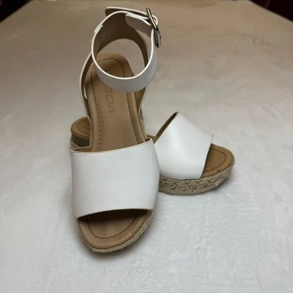 Soda White Wedge Sandals