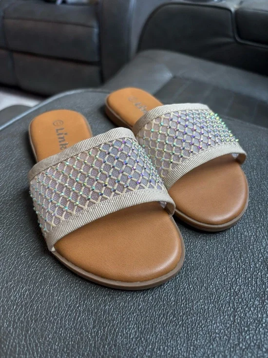 Toddler Girl Iridescent/Tan Sandals Size 11