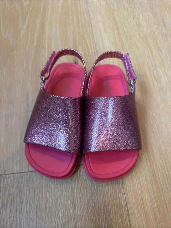 ✨ Mini Melissa Beach Slide Sandal | Kids | Pink Glitter | Jelly