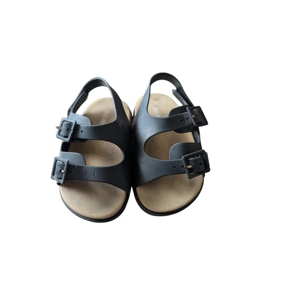 Mini Melissa Kids Black Vegan Double Buckle Jelly Sandals Size 6 USA 21 EUR F1