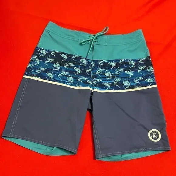 Pure Lure Men’s Blue Marlin Swim Trunks Board Shorts Size 32